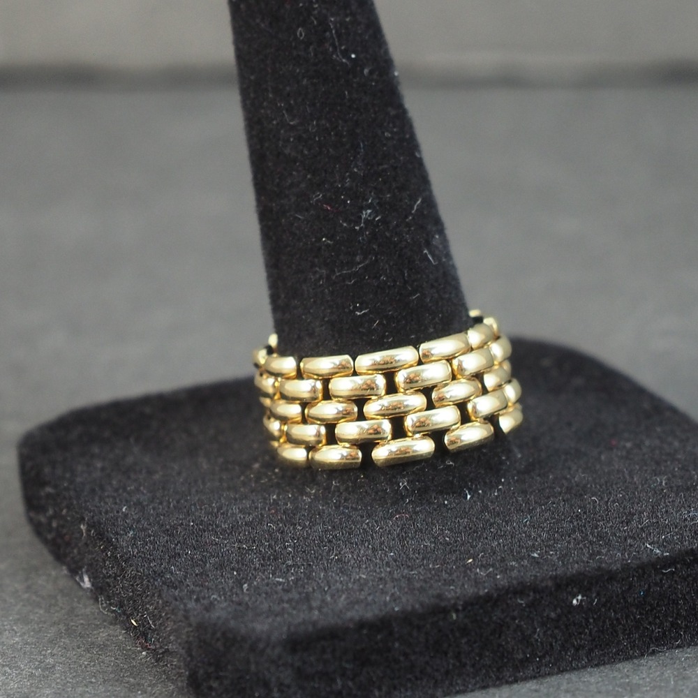 Avon Brick Chain Ring 8.25 Gold Tone Wide Band Panther Link Vintage 1996 Bold